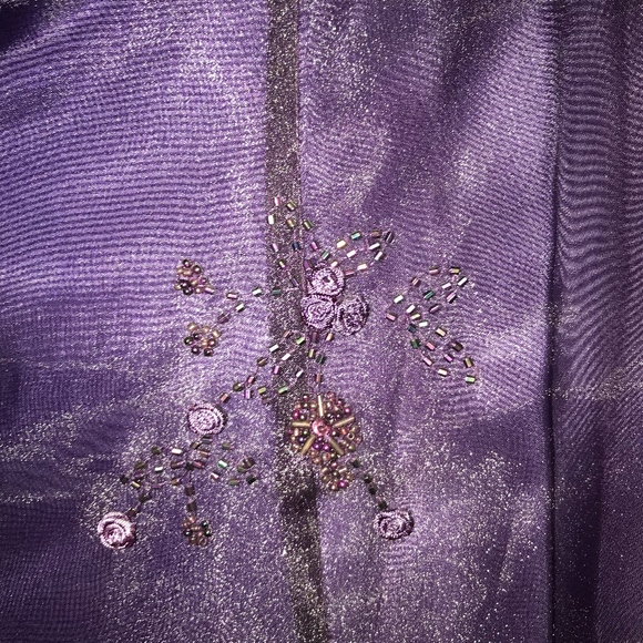 Purple with Organza Overlay Formal Dress - Picture 2 of 3